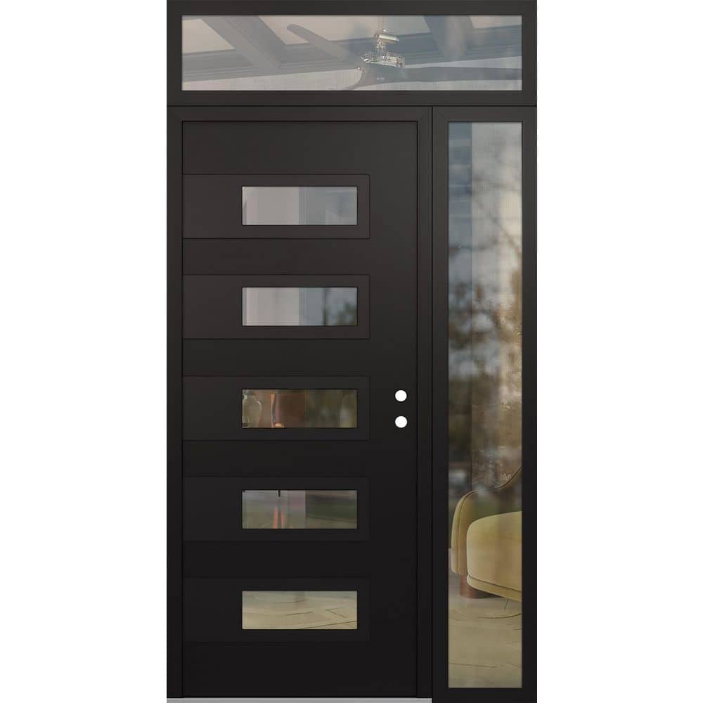 D3 50 in. x 96 in. Black P Left-Hand/Inswing Clear Glass Black/Black Sidelite+Transom Steel Prehung Front Door price history on PriceWatchPro