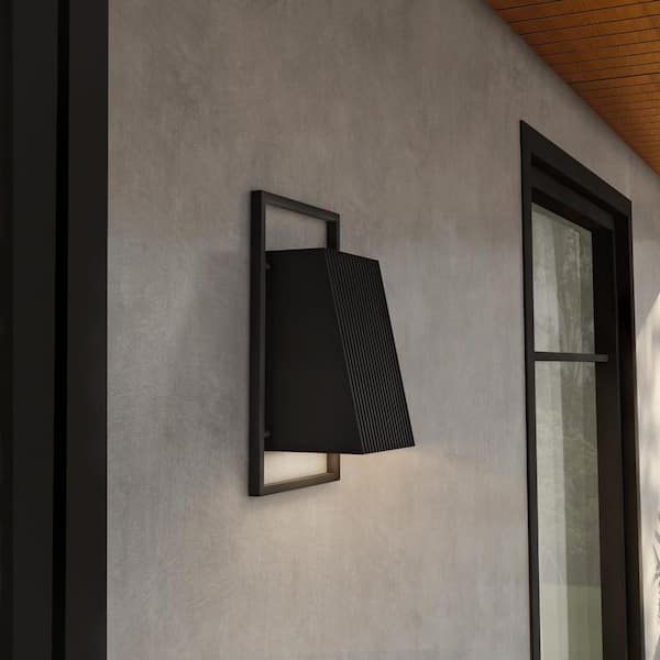 Pine Hills Black Dark Sky 1-Light Outdoor Line Voltage Hardwired Porch Light Wall Sconce with No Bulb Included