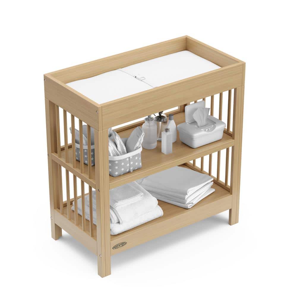Driftwood Pine Wood Changing Table with Water-Resistant Pad