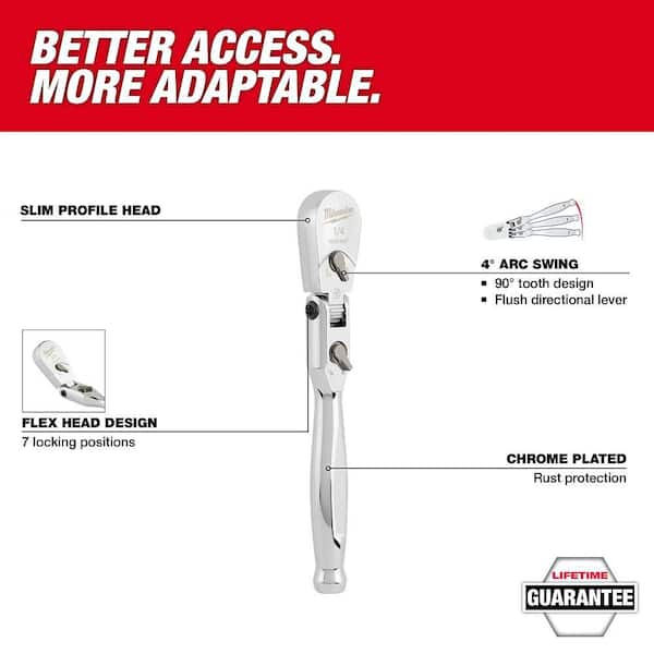 1/4 in. Drive 6 in. Flex Head Ratchet with 1/4 in. Drive Extension Set (5-Piece)
