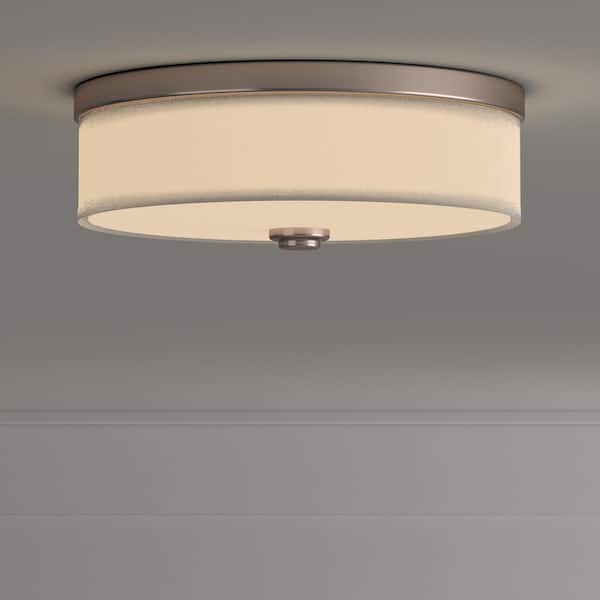 Progress Lighting 10 in. Weaver Collection 1-Light Brushed Nickel Integrated LED Flush Mount