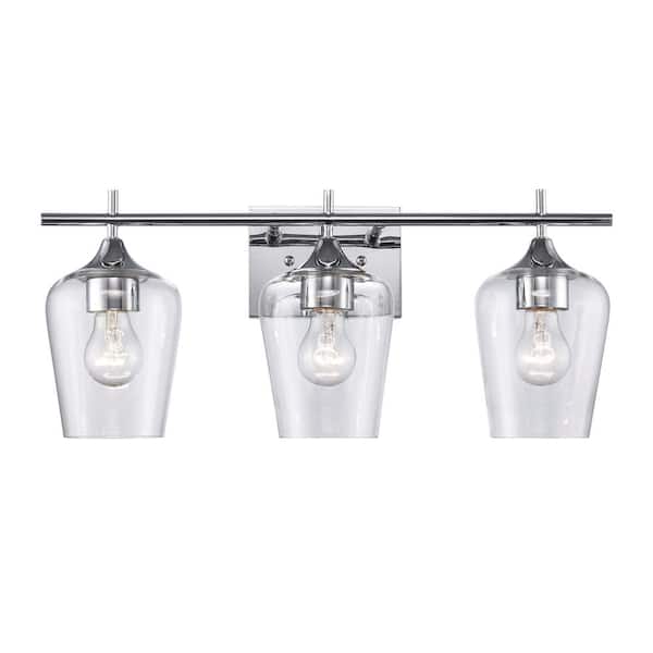 Bel Air Lighting Kieran 21 in. 3-Light Polished Chrome Bathroom Vanity Light Fixture with Clear Glass Shades