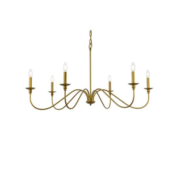 Unbranded Timeless Home Roman 42 in. W x 22 in. H 6-Light Brass Pendant LVN10112D42BR