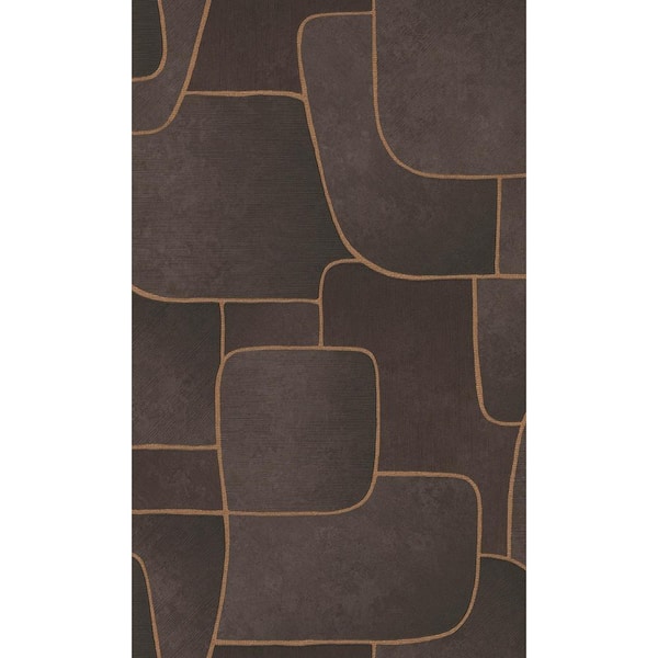 Walls Republic Brown Bold Abstract Geometric Stripes Metallic Shelf Liner Non- Woven Non-Pasted Wallpaper (57Sq.ft) Double Roll