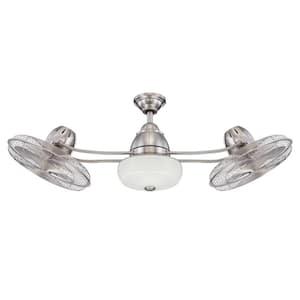 Bellows II 48 in. Dual Mount Indoor Brushed Polished Nickel Ceiling Fan w/ Optional Light Kit & Remote/Wall Control