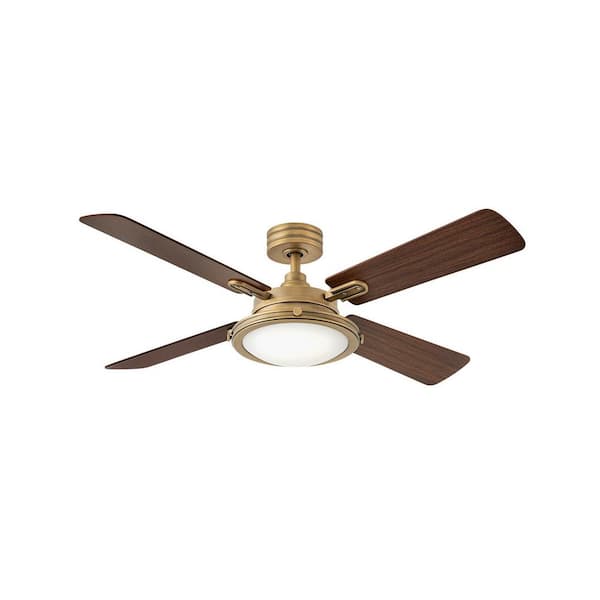 Collier 54 in. Integrated LED Indoor Heritage Brass Ceiling Fan with Wall Switch