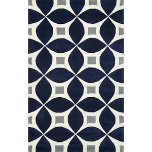 Gabriela Contemporary Navy Doormat 2 ft. x 3 ft.  Area Rug