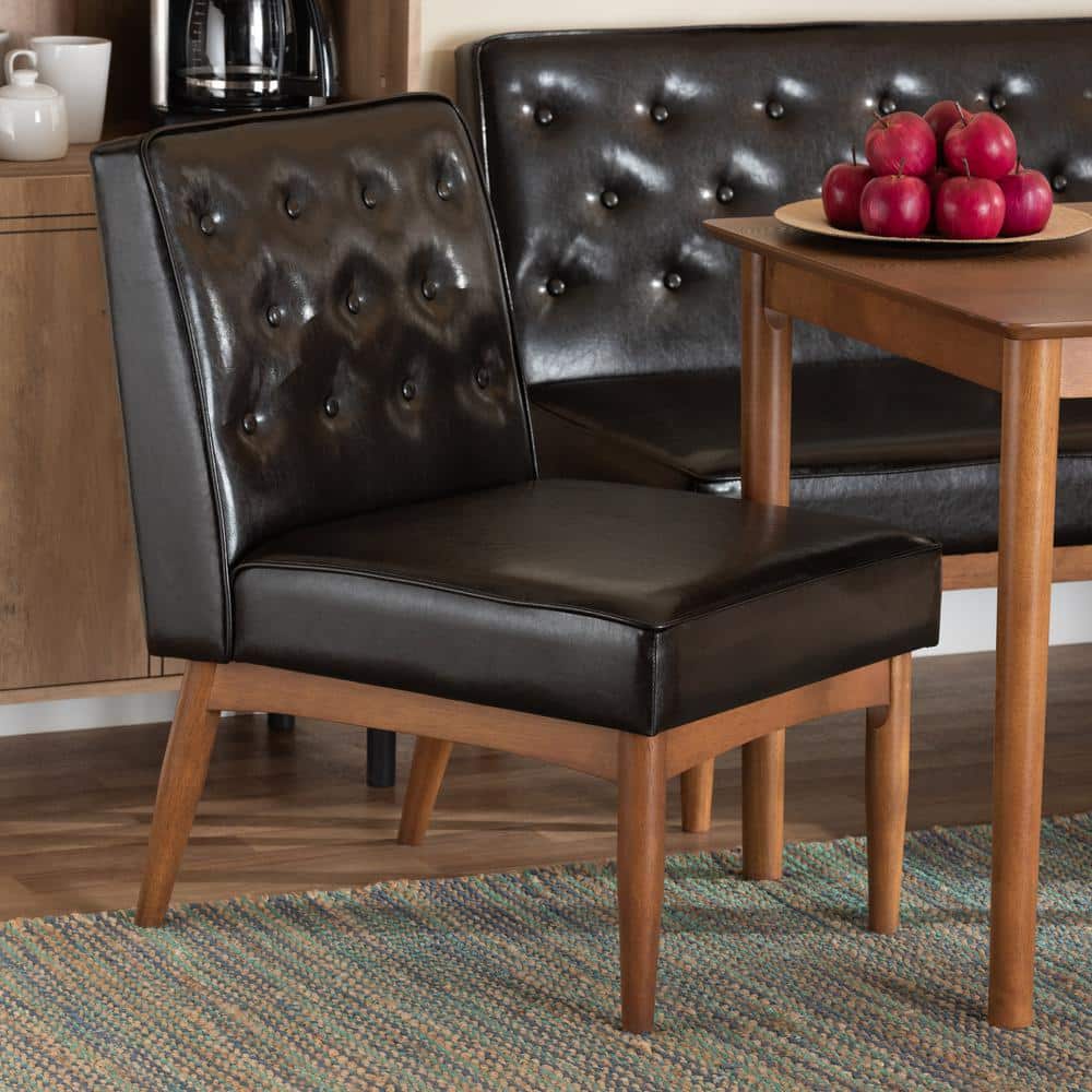 High Back Brown Wood and Cane Arm Chair