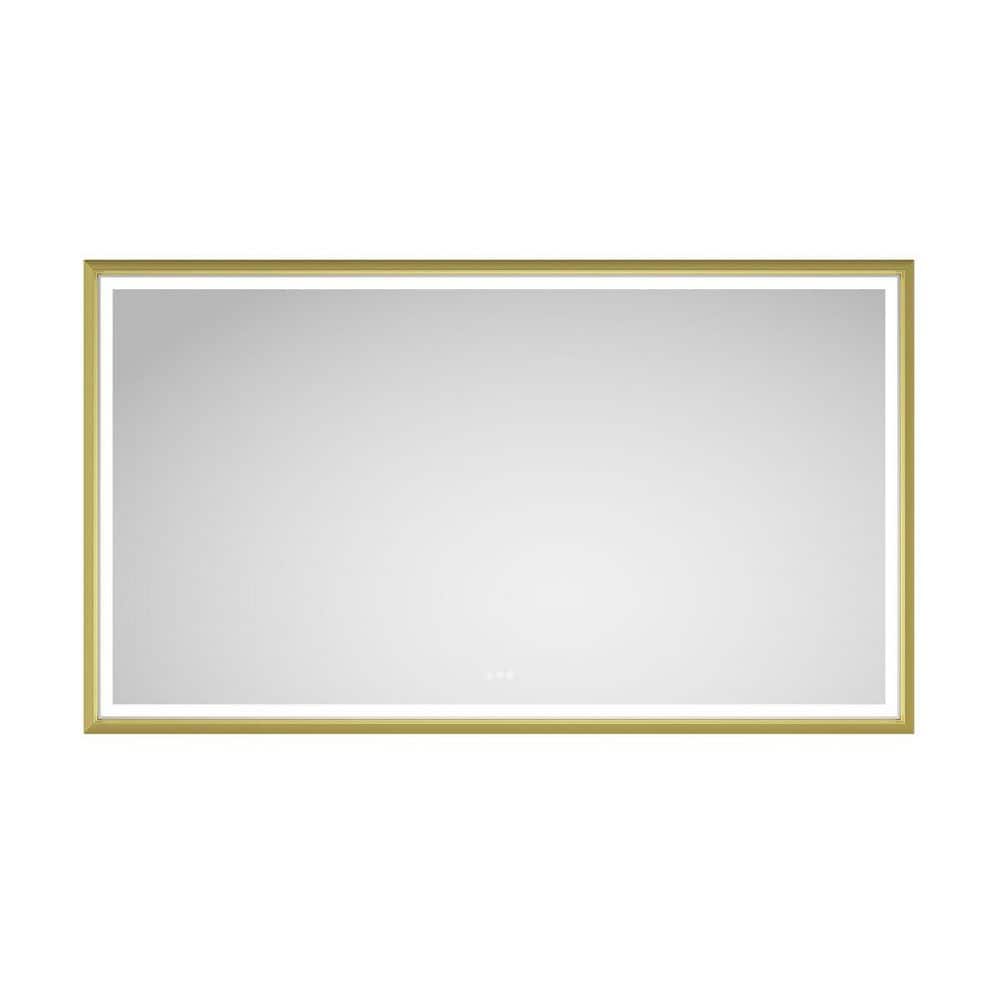 84 in. W x 48 in. H Rectangular Gold Framed LED Lighted Dimmable Anti-Fog Wall Bathroom Vanity Mirror in Brushed Gold price history on PriceWatchPro