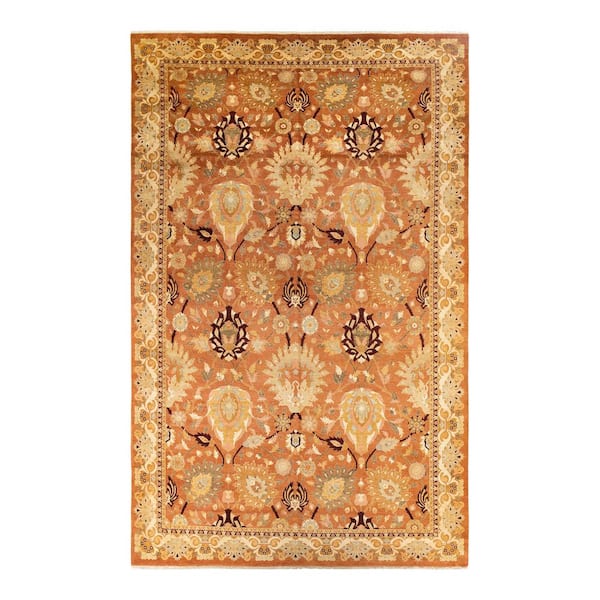 Eclectic Brown 10 x 14 Floral Wool Indoor Area Rug