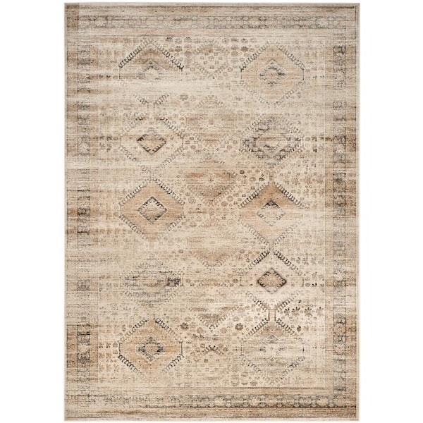 Vintage 11 ft. x 15 ft. Stone Distressed Geometric Area Rug