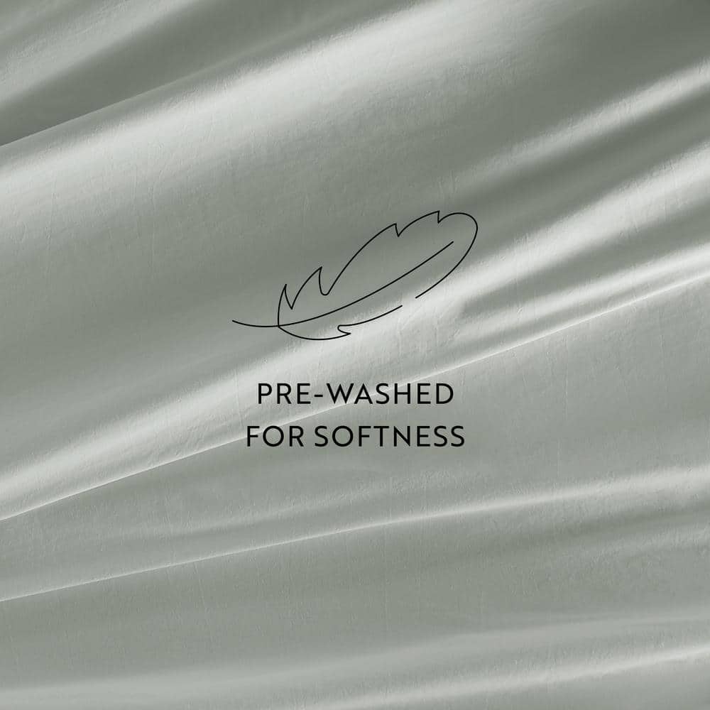 Full Green Mist Cotton Sateen Sheet Set with Pillowcases
