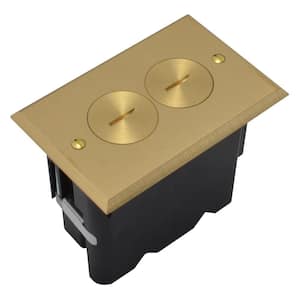 Wiremold WMFB Series 1/2 in. 15 Amp Rectangular Cover 2-Outlet Residential AC Floor Box - Brass