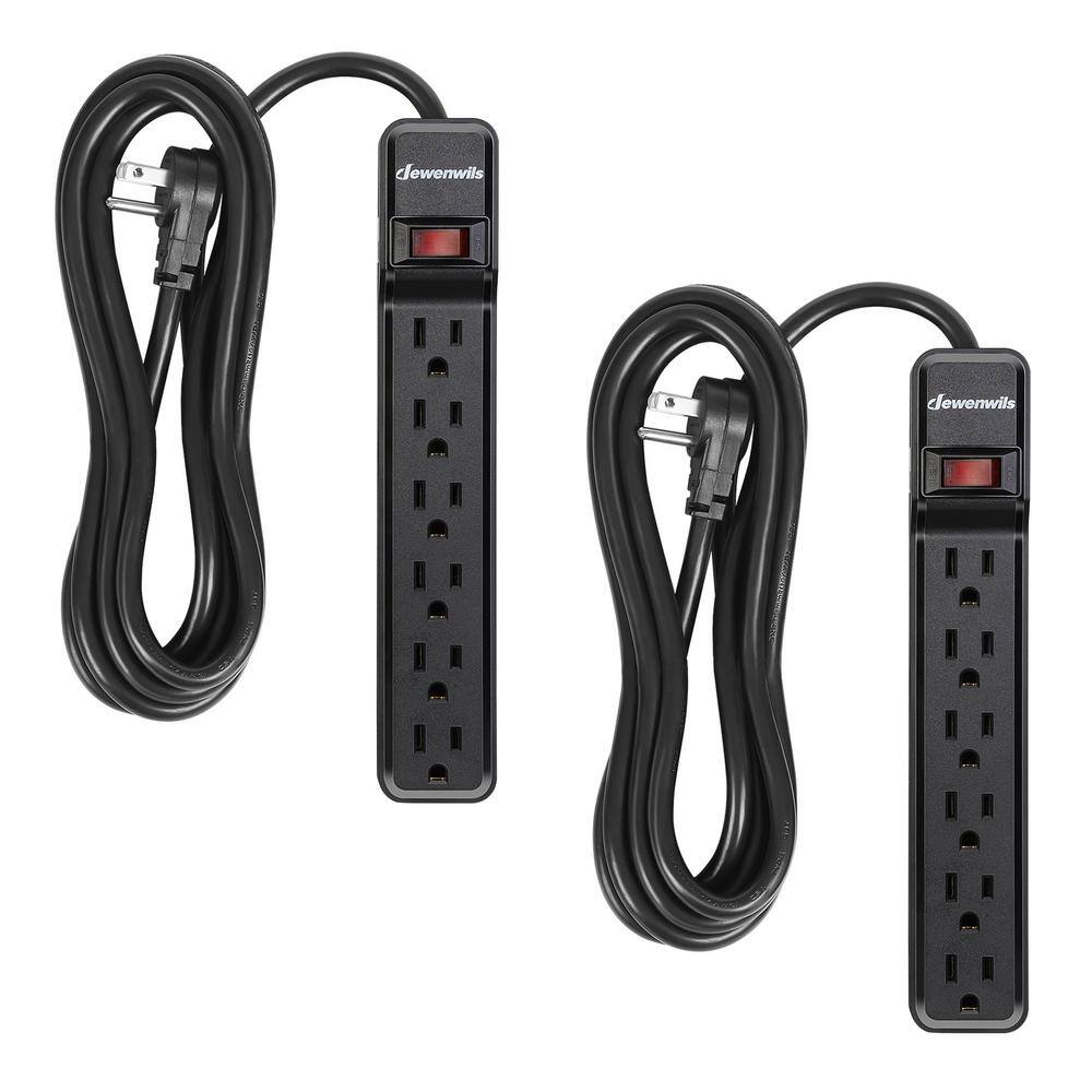 10 ft. 6-Outlet Power Strip Surge Protector, 500 J in Black (2-Pack) price history on PriceWatchPro