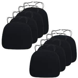 Modern Soft Comfortable Dining Chair Cushion Pads With Ties in Black Set of 8