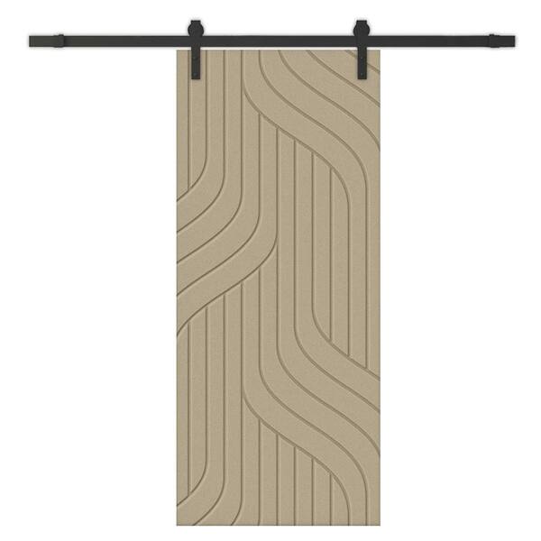 CALHOME 30 in. x 96 in. Unfinished Composite MDF Paneled Interior Sliding Barn Door with Hardware Kit