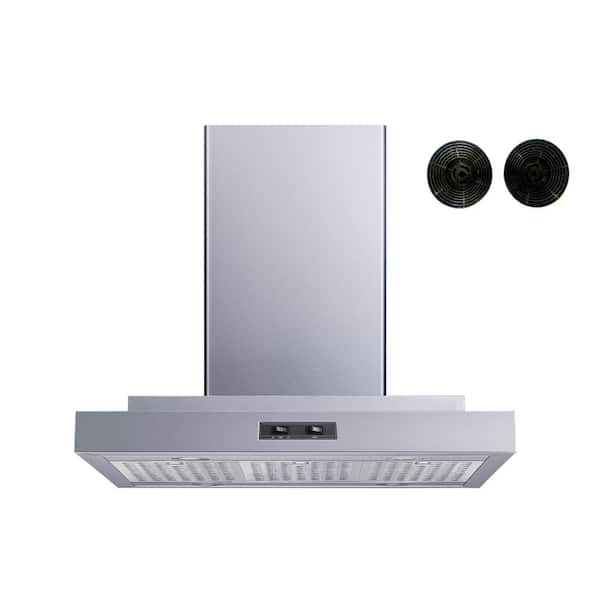 Winflo 30 in. Convertible Island Mount Range Hood in Stainless Steel with Stainless Steel Baffle Filters and Carbon Filters