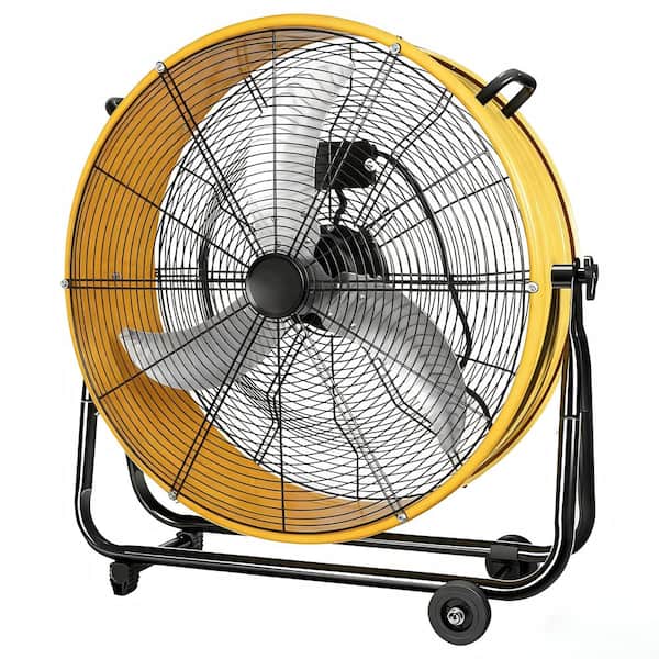 30 in. 3 Speed Yellow Heavy Duty Metal Industrial Drum Fan Air Circulation in Yellow