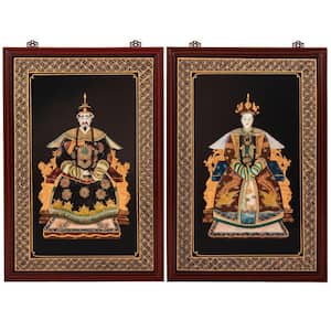 48 in. x 36 in. Black "King and Queen" People Frameless Lacquer Wall Art