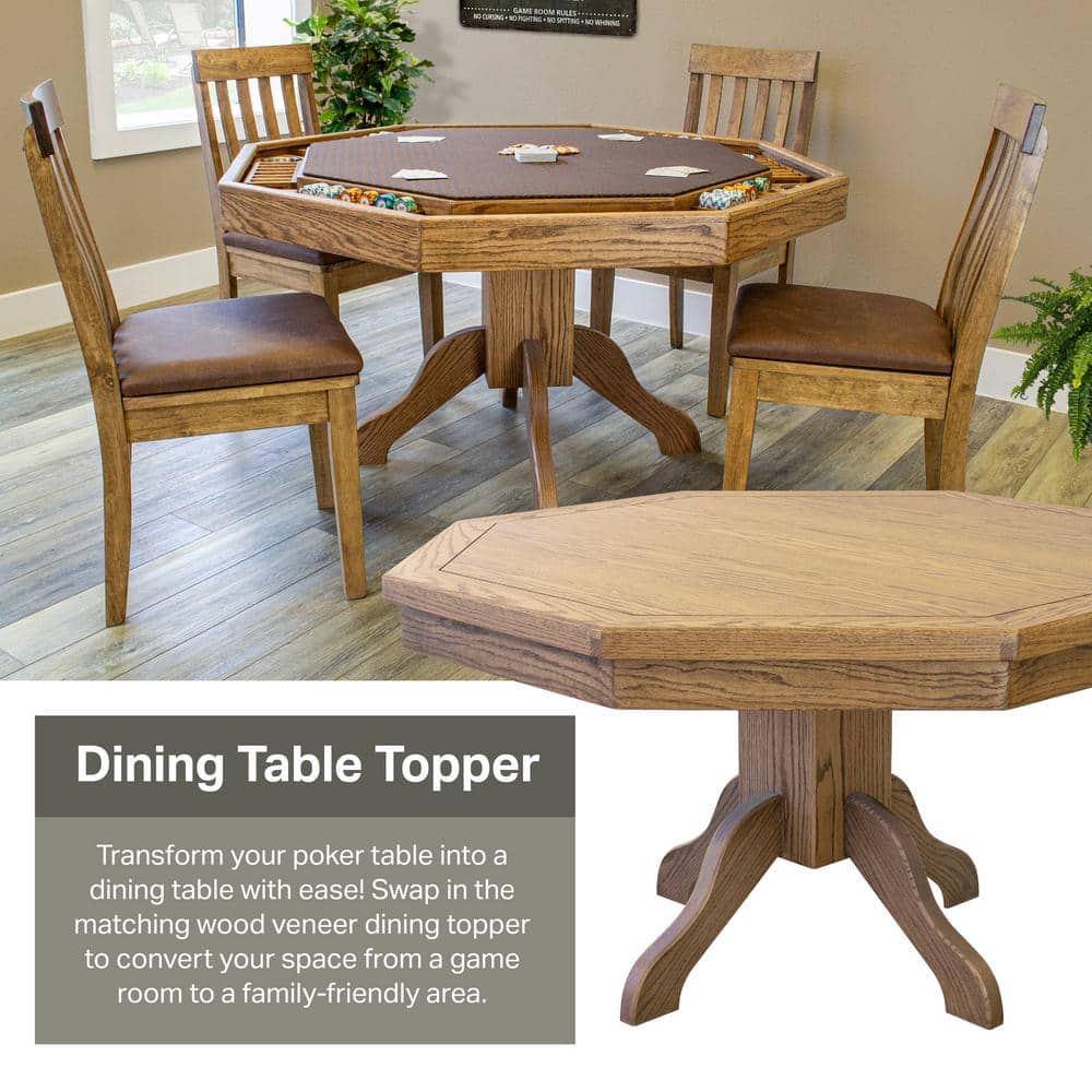 Mocha Knotty Alder 54'' Octagonal Poker Table with Cup Holders