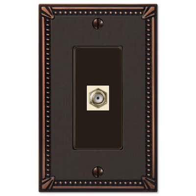 Imperial Bead 1 Gang Coax Metal Wall Plate - Aged Bronze