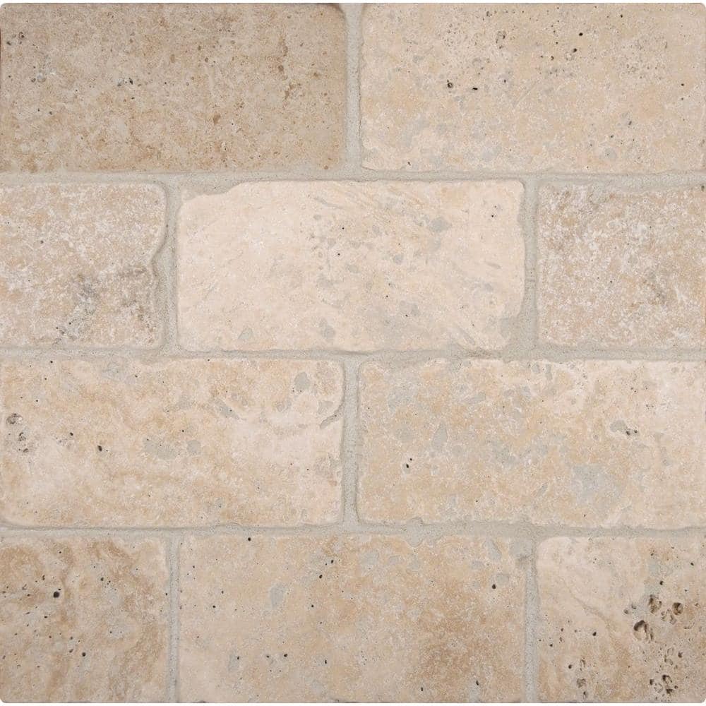Take Home Tile Sample-Bologna Chiaro 4 in. x 4 in. Tumbled Travertine Floor and Wall Tile price history on PriceWatchPro