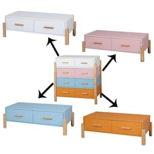 35.43 in. W x 15.75 in. D x 35.43 in. H Multi-Colored Linen Cabinet with 8-Drawers, Free Combination Dresser