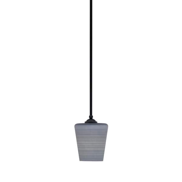 Unbranded Clevelend 100-Watt 1-Light Black Pendant Mini Pendant Light with Gray Matrix Glass Shade Light Bulb Not Included