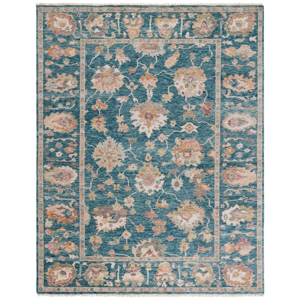 Samarkand 9 ft. x 12 ft. Blue/Ivory Floral Area Rug