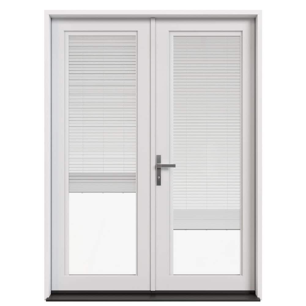 60 in. x 80 in. Right-Hand/Inswing Primed Fiberglass French Patio Door w/ Low-E Glass, Blinds & Nickel Handle price history on PriceWatchPro