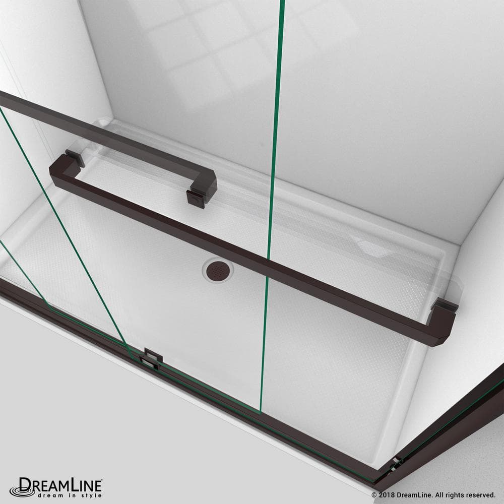 Oil Rubbed Bronze Frameless Sliding Shower Door with Clear Glass