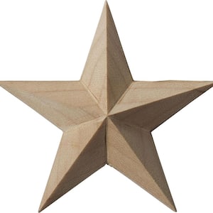1/2 in. x 2-3/4 in. x 2-3/4 in. Unfinished Rubber Wood Galveston Star Rosette