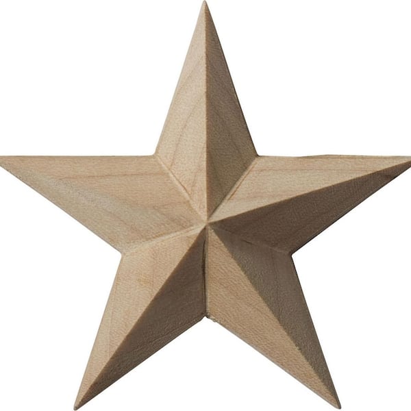Ekena Millwork 1/2 in. x 2-3/4 in. x 2-3/4 in. Unfinished Rubber Wood Galveston Star Rosette