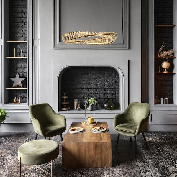 Sculpin 1-Light Integrated LED Plating Brass Circle Chandelier with Crystal Accents