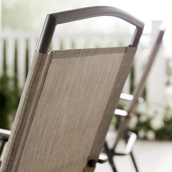 Mix and Match Folding Steel Sling Outdoor Dining Chair in Riverbed Taupe