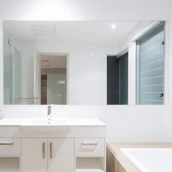 Fab Glasirror Large Rectangle Hooks Mirror 48 In H X 36 W Mrec36x48be6mm Fab Glasirror Large Rectangle, Mirror No Frame Bathroom
