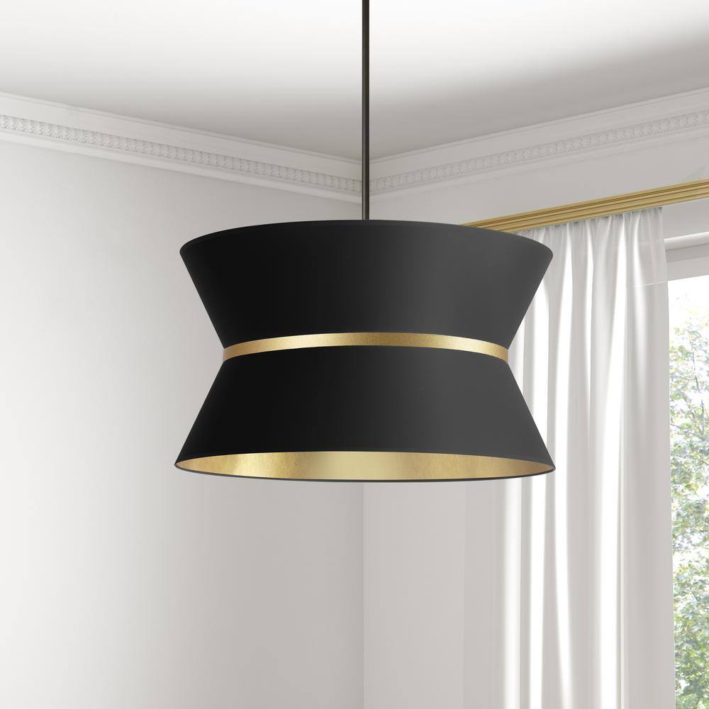 Elegant 24" Black Tapered Drum Chandelier with Ambient Lighting