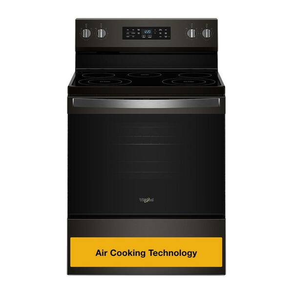 30 in 5-Element Freestanding Electric Range in Black Stainelss with Air Cooking Technology, Steam Clean, No Preheat Mode