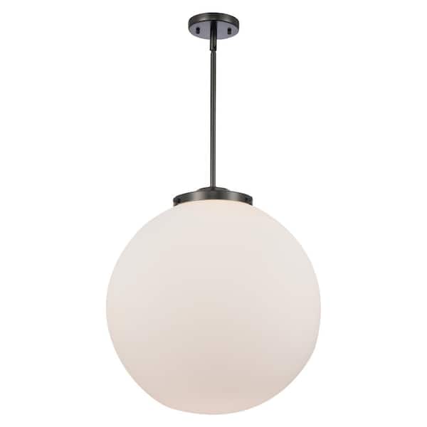 Beacon 60-Watt 1-Light Matte Black Shaded Mini Pendant Light with Matte White Glass