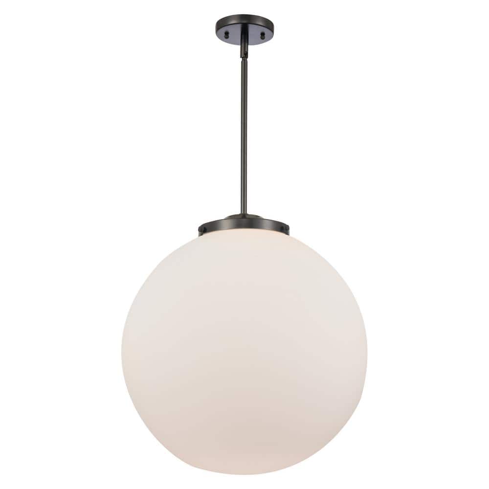Beacon Matte Black 19" Globe Pendant with Glass Shade