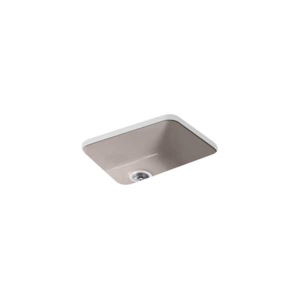 KOHLER Iron/Tones Cast Iron 24.25 in Drop-In Single Bowl Bar Sink in Truffle