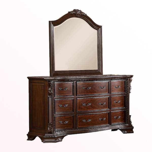 Bellefonte Dresser and Mirror in Dark Walnut Finish