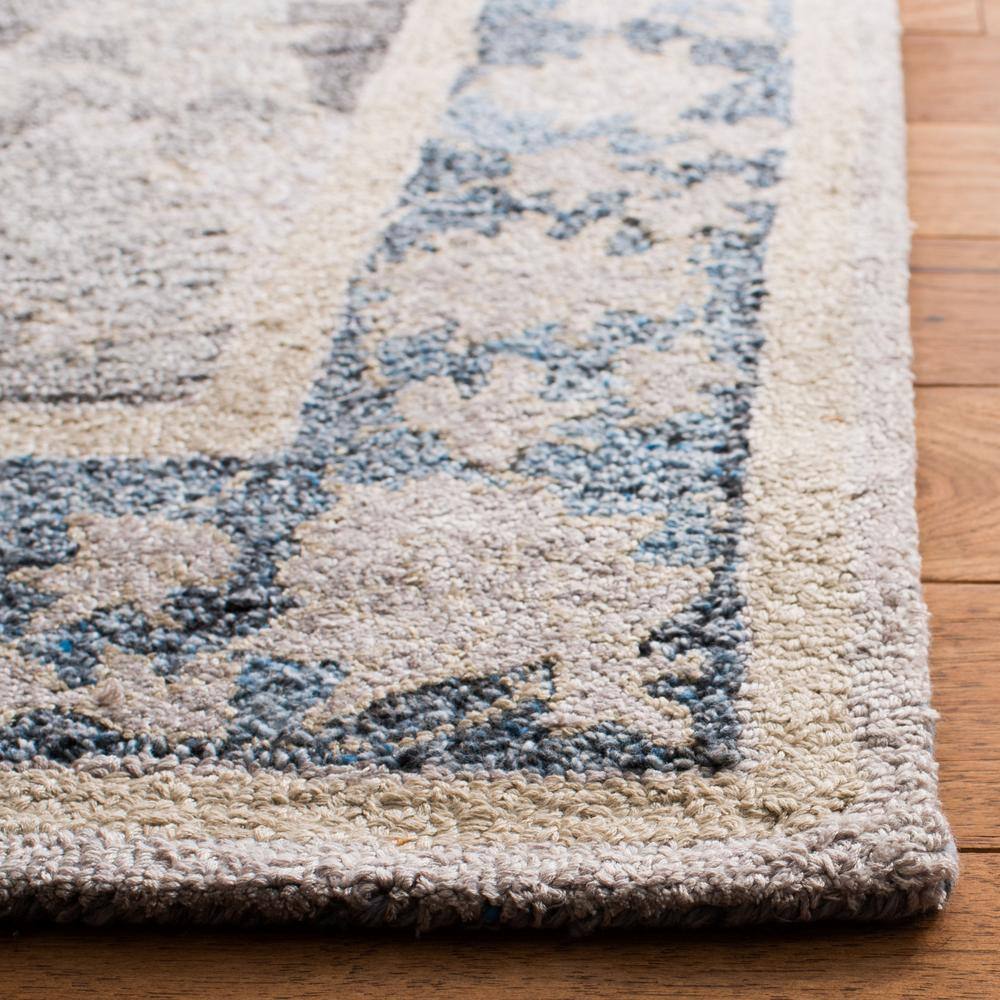 Hand-Tufted Blue and Beige Wool Blend Abstract 4' x 6' Area Rug