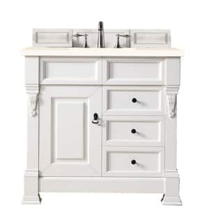 Brookfield 36 in. W x 23.5 in. D x 34.3 in. H Single Bath Vanity in Bright White with Marfil Quartz Top
