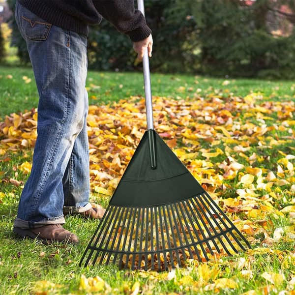Coopvivi Adjustable Garden Leaf Rake - 6FT Handle, 25 Metal Tines, 18.5 Inch Wide, Heavy Duty