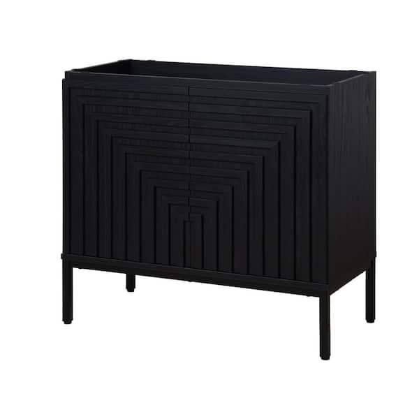 Rowan 36 in. W x 18 in. D x 33 in. H Geometric Modern Transitional 2-Shelf Bath Vanity Cabinet without Top in Black