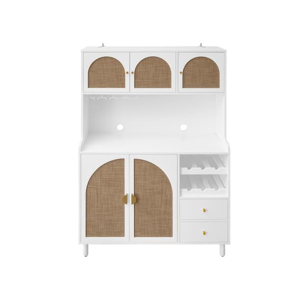 White Wood Pantry Organizer, Storage Cabinet with 5 Doors