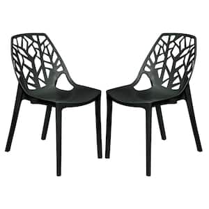 Cornelia Solid Black Plastic Dining Chair Set of 2