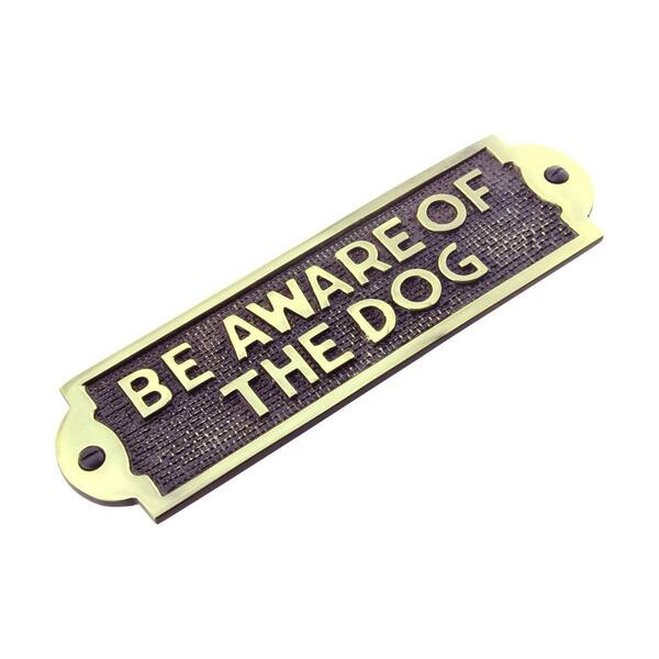 Handsome BRASS Information Sign incl.2 screws BEWARE OF DOG 
