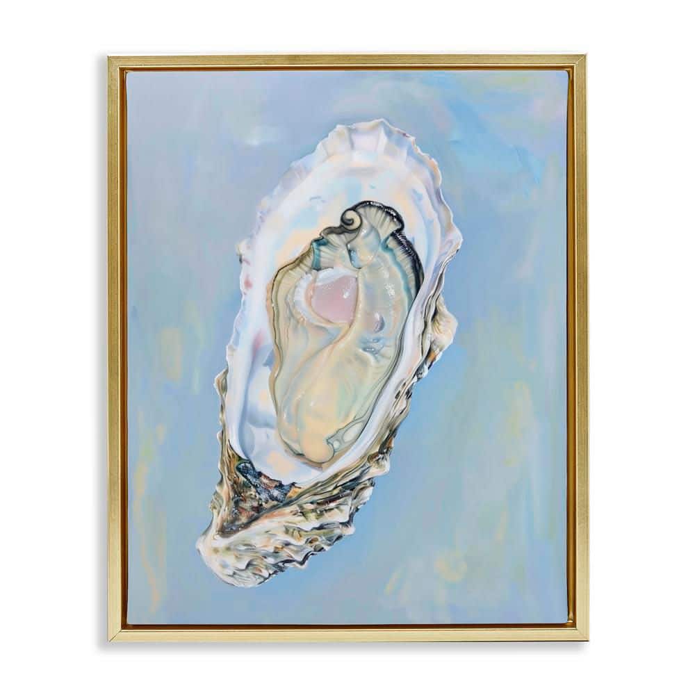 Detailed Oyster on Blue by Arlington Prints Gold Floater Frame Animal Graphic Art Print 21 in. x 17 in. price history on PriceWatchPro